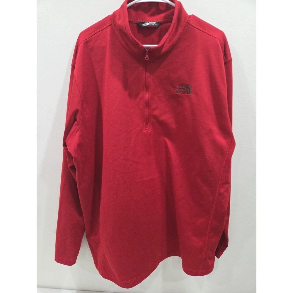 The North Face 1/4 Zip Long Sleeve‎ Fleece Pullover Men XXL Dark Red Logo
